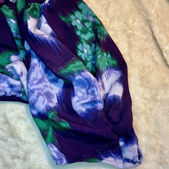 NWT Floral Dress Medium by A New Day Rich Purple Abstract Floral Hi-Low Ruched - Picture 12 of 16